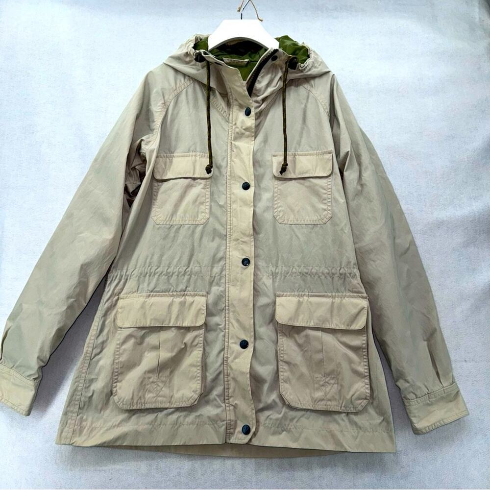 Men’s Eddie Bauer Genuine Mountain Parka Tan Medium Drawstring Waist Dual Zipper